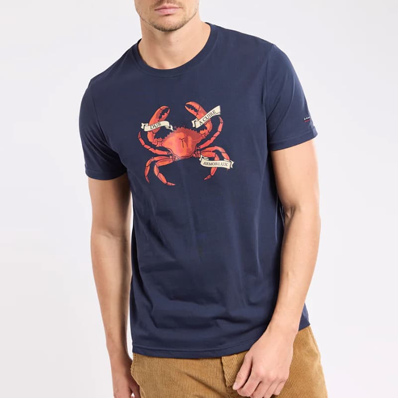 T-shirt sérigraphié ARMOR-LUX Duràcuire 75222 L RVW Duràcuire/Marine Deep