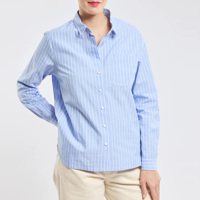 Chemise rayée ARMOR-LUX 74282 44 RKF Rayures Bleu Clair/Orchid