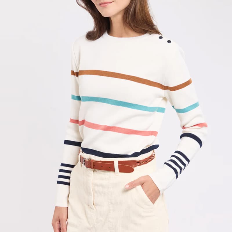 Pull marin rayé ARMOR-LUX Deauville 39915 5 RGV Nat/seal/Mut/Cend/Cara