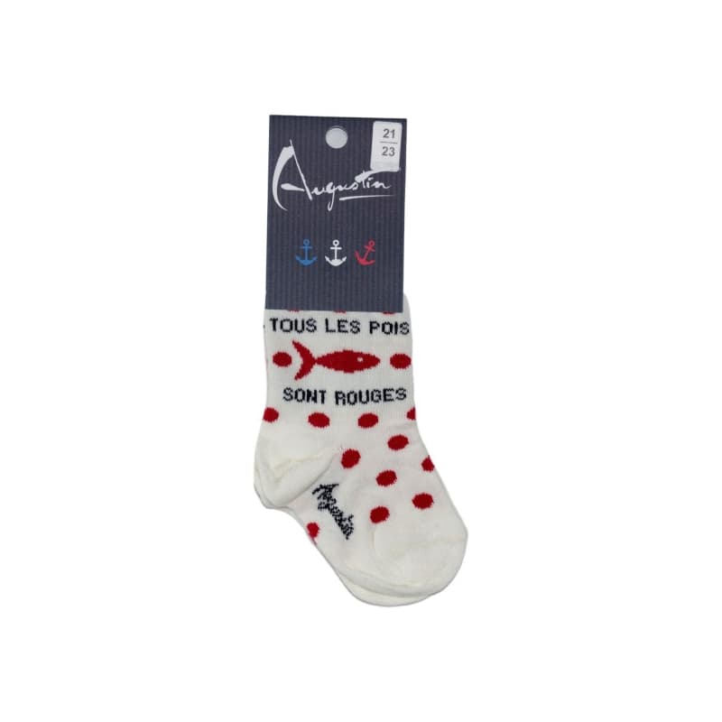 Chaussettes Enfant AUGUSTIN Tous Les Pois Sont Rouges Ecru 21 / 23