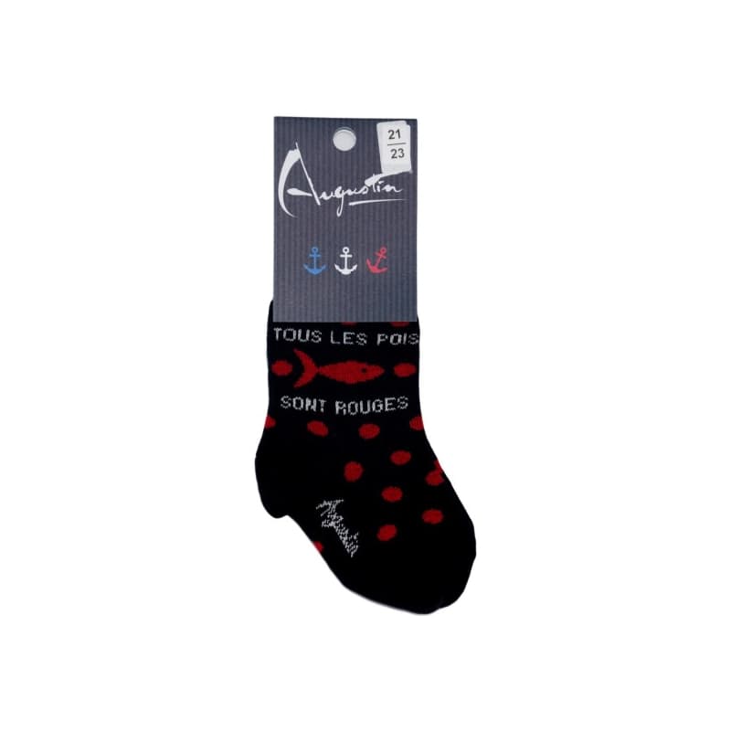 Chaussettes Enfant AUGUSTIN Tous Les Pois Sont Rouges Marine 17/20
