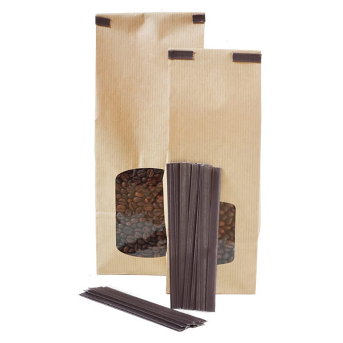 Barrette fermeture clip marron pour sacs et sachets - Lot de 250