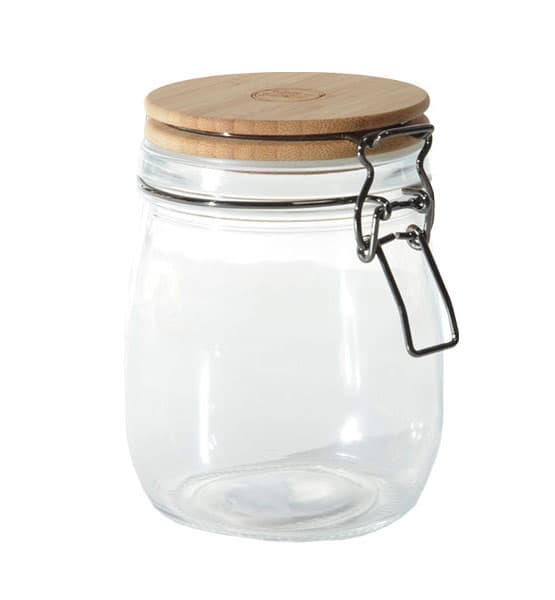 Bocal en verre 750 ml couvercle bambou fermeture mécanique