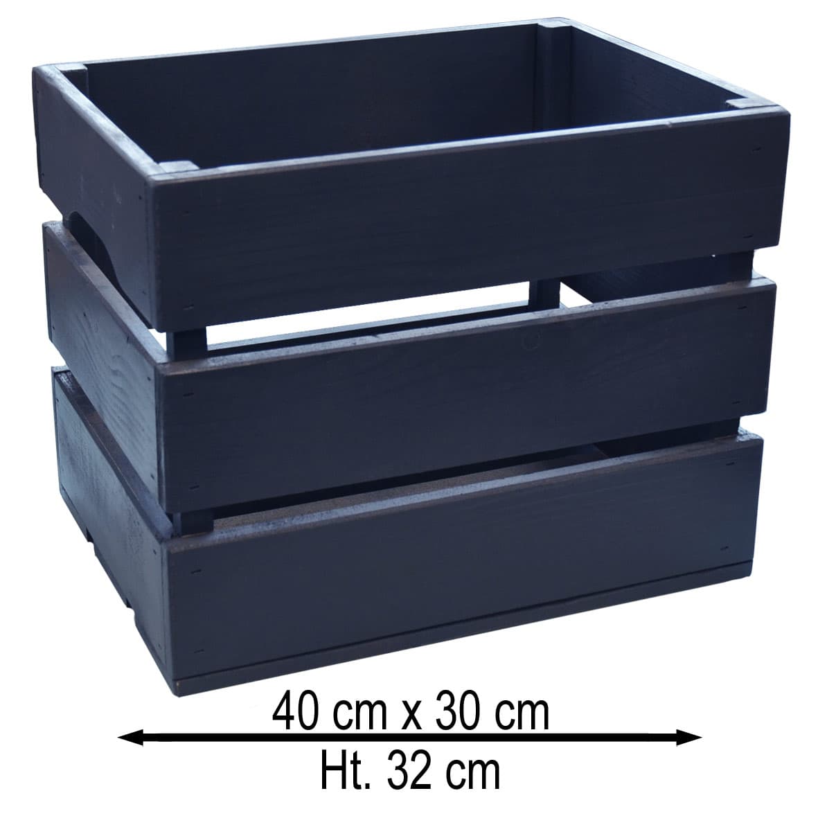 Caisse en bois peinte grise 40 x 30 x 32 cm