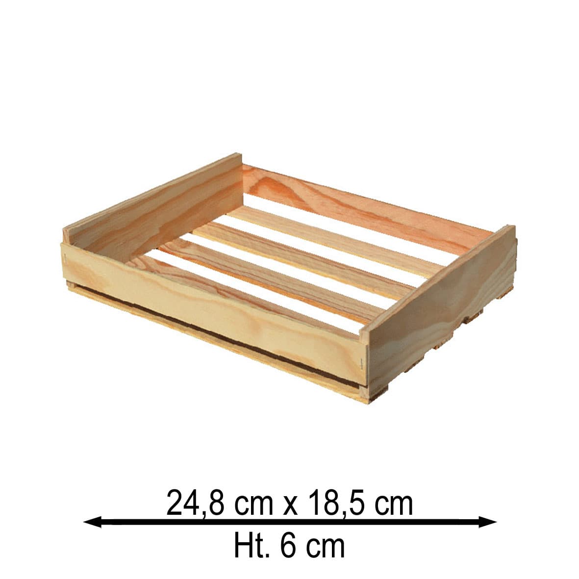 Caissette à lattes en bois 24 x 18 x 6 cm