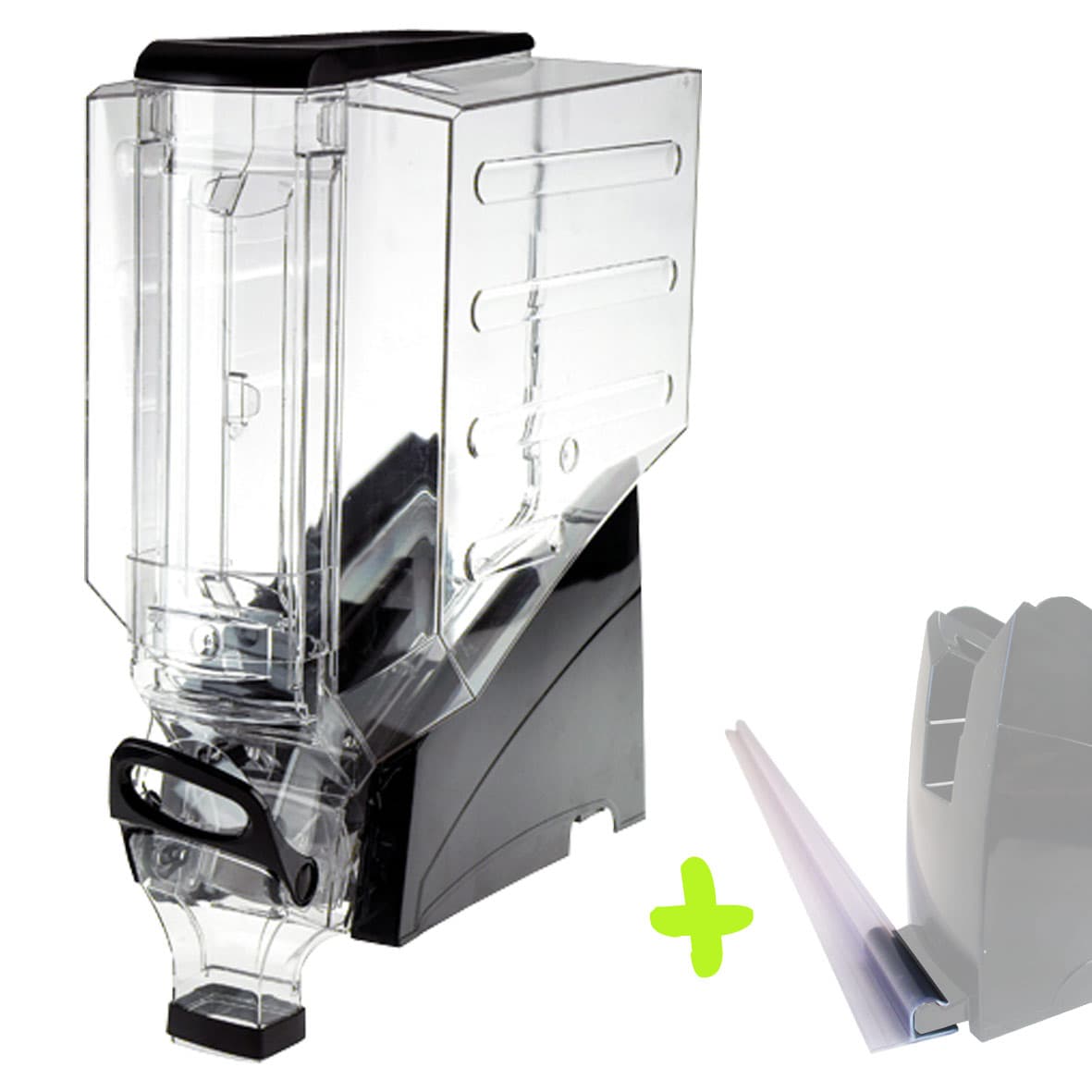 Distributeur poignée XXL 50 litres en PET + Socle à poser + Rail