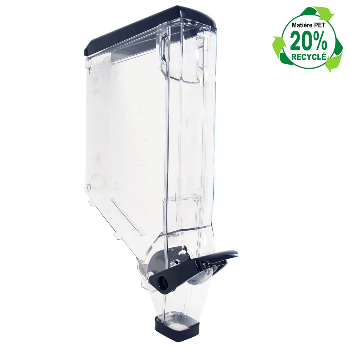 Distributeur poignée étroit 12,5 litres «Choix Durable» en PET dont 20% recyclé