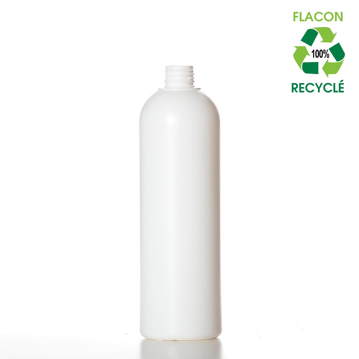 Flacon bouteille PETP recyclé blanc 500 ml