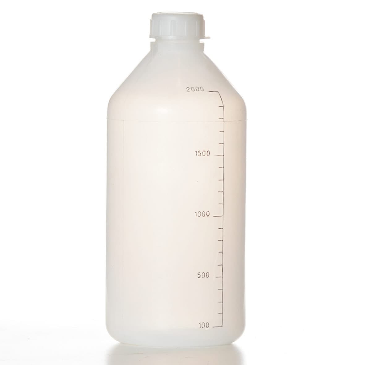 Flacon bidon gradué 2 litres translucide avec bouchon à visser