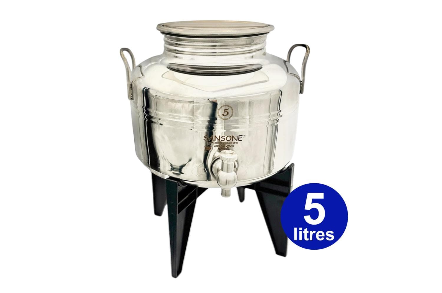 Fût Inox 5 litres PREMIUM assemblage soudé avec socle 4 pieds
