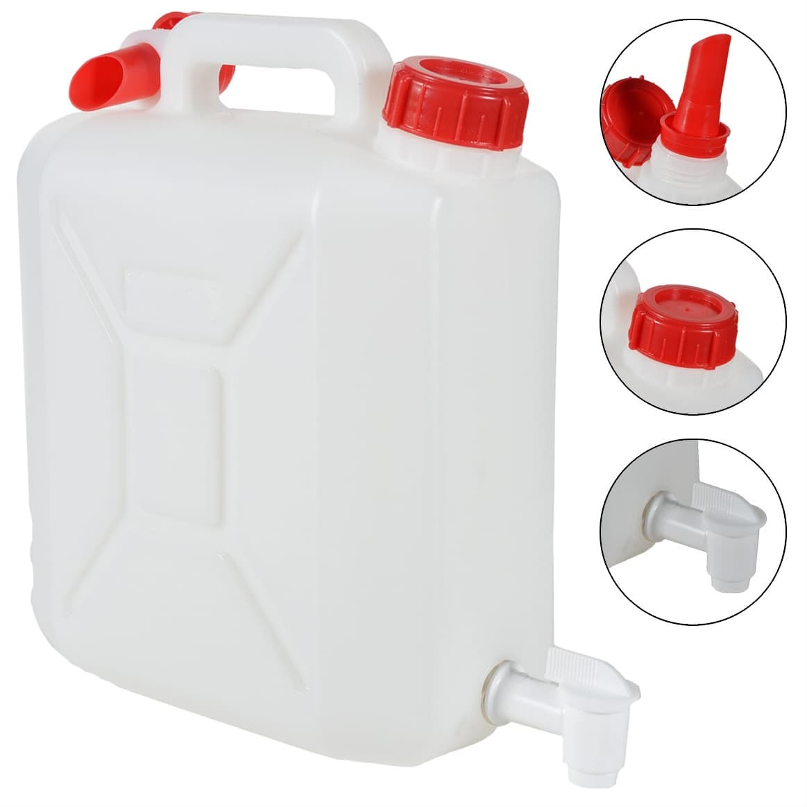 Jerrican 10 litres translucide avec robinet et bec verseur