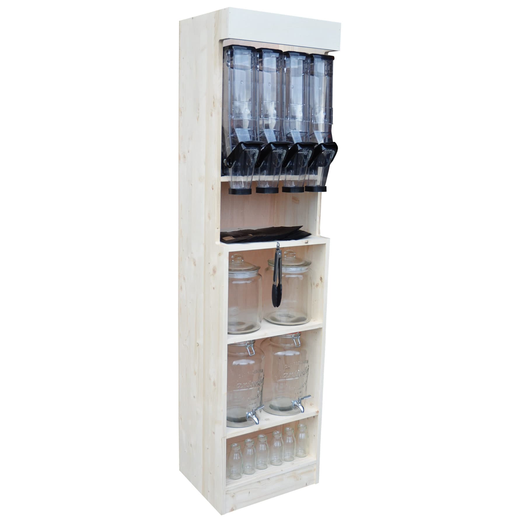 Meuble Décou'vrac étroit pack Silos + Bocaux + Fontaines
