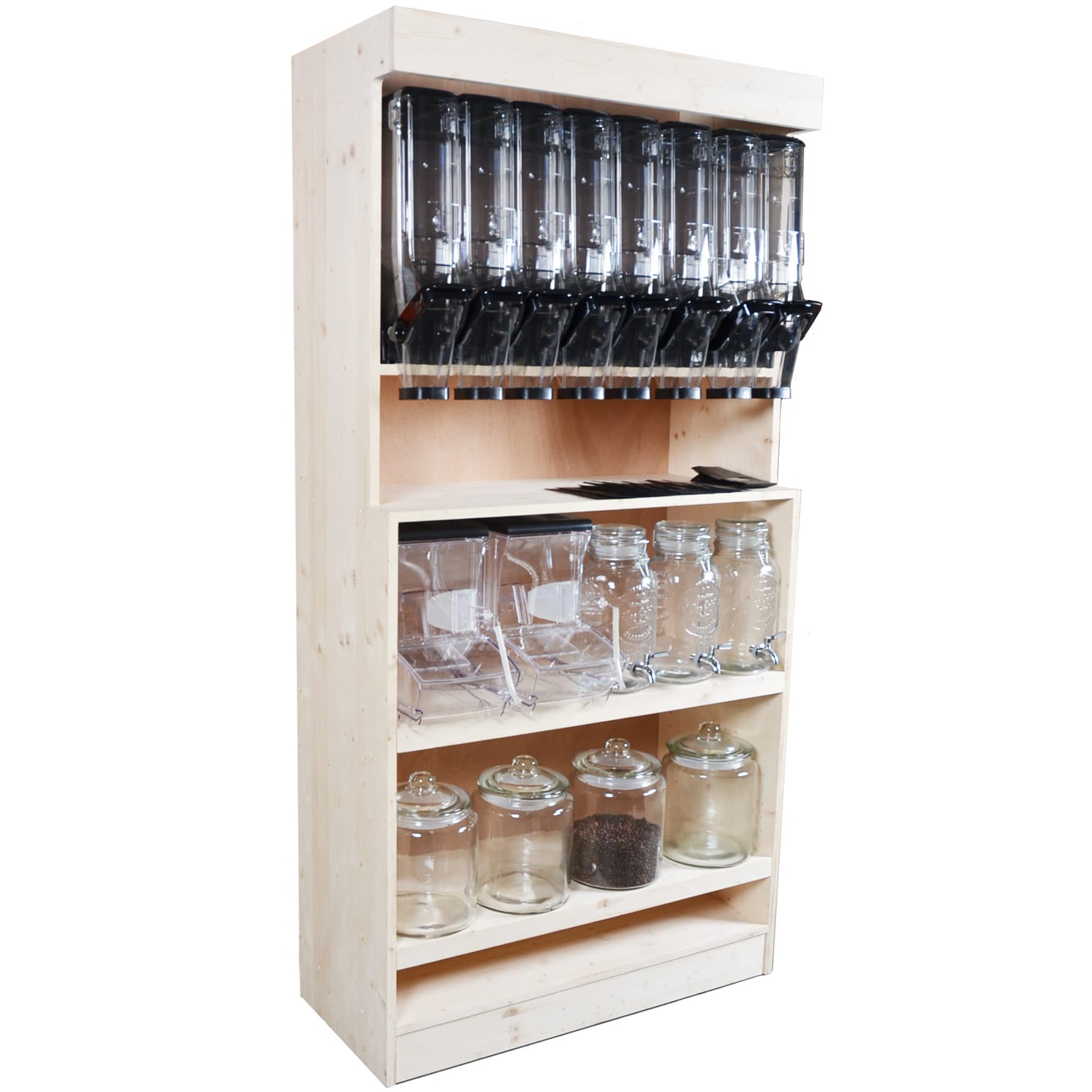 Meuble Décou'vrac large pack Silos + Bacs + Fontaines + Bocaux