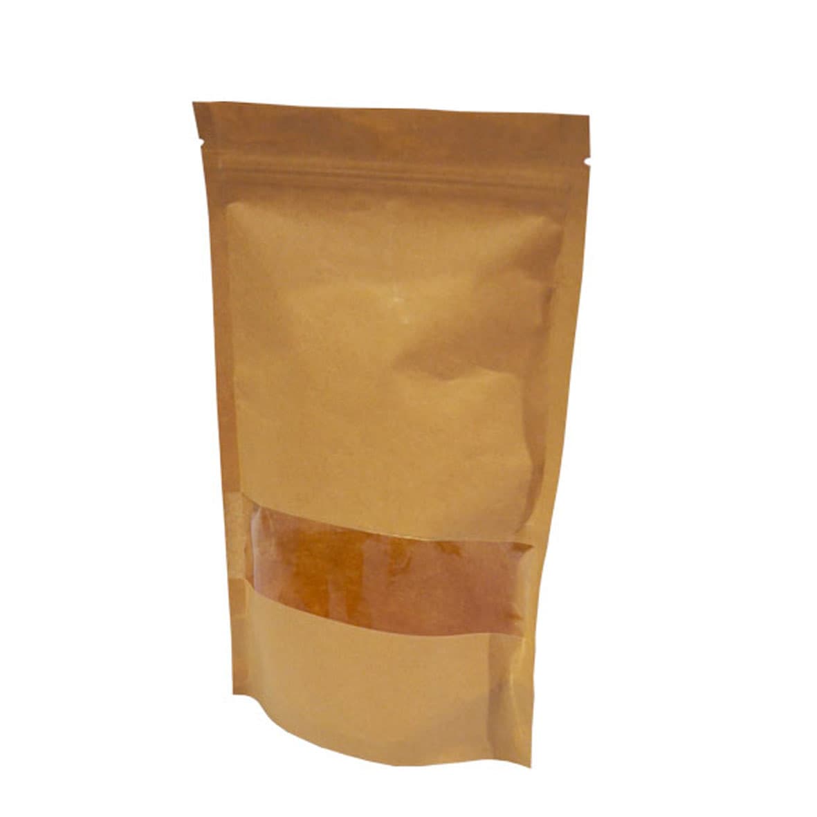 Sachet Doypack 26 x 16 x 5 cm kraft alimentaire Ă fenĂȘtre avec fermeture zip et bande thermosoudable - (conditionnĂ© par 100)