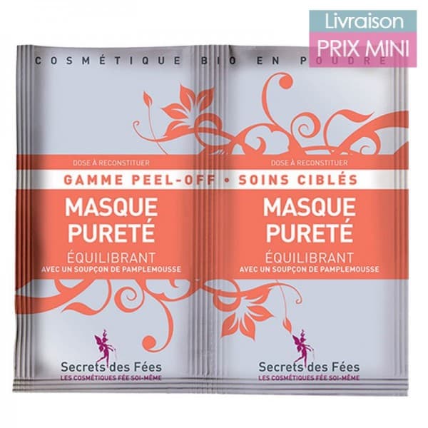 Masque Peel Off Bio - 7 Propriétés au choix - Secrets des Fées Pureté Equilibrant - Citron, Pamplemousse, Mandarine