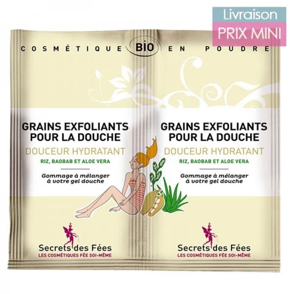 Gommage Corps Bio en Poudre - Secrets des Fées Douceur Hydratant - Aloe Vera, Baoba, Poudre de Riz