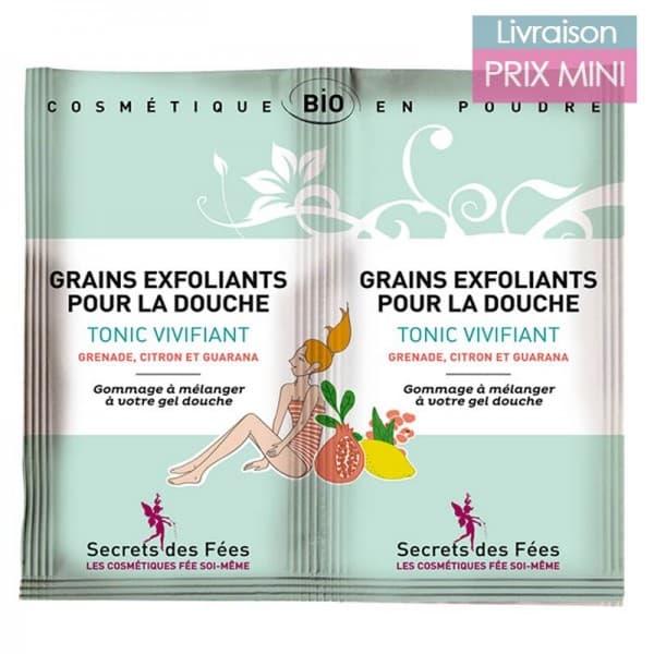 Gommage Corps Bio en Poudre - Secrets des Fées Tonic Vivifiant - Citron, Guarana, Pépins de Grenade