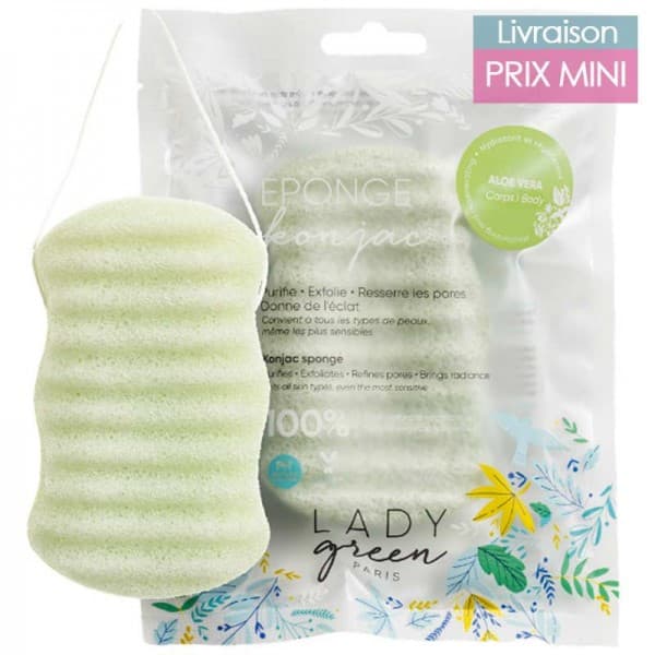 Eponge Konjac Corps - Rose / Aloe Vera - Lady green Aloe Vera