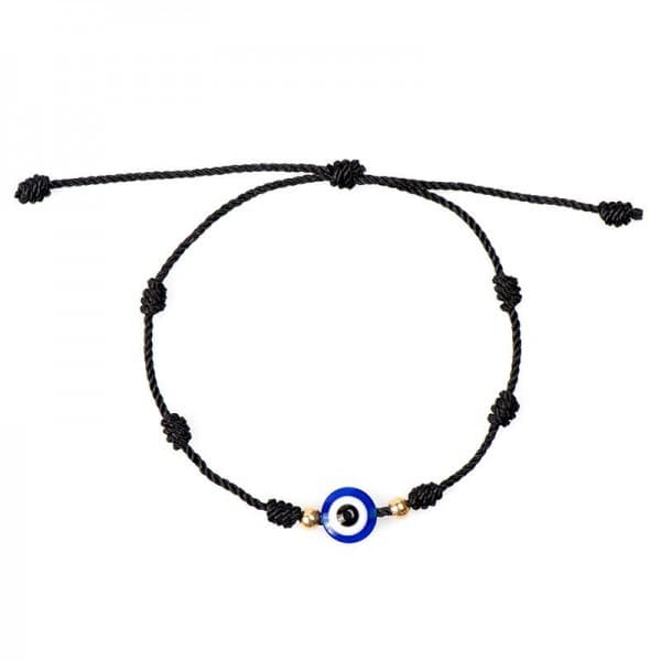 Bracelet Noir avec perle oeil - Perle turque de Nazar