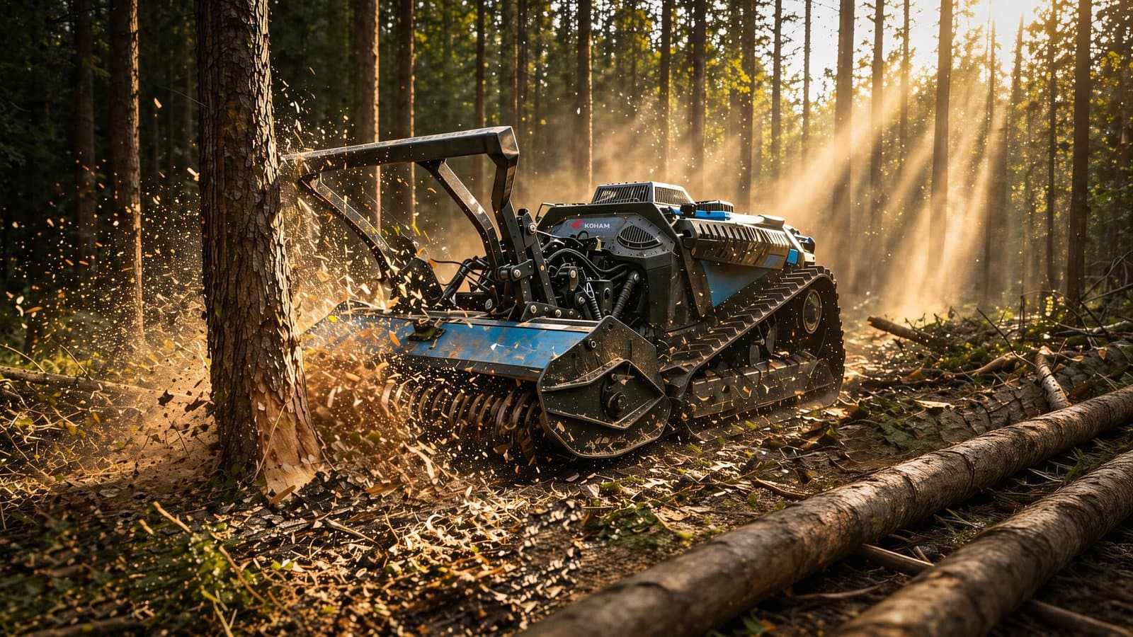 Ferngesteuerter Elektromäher KOHAM KH-XLM8045B, 10 kW, für Hangneigungen bis zu 45°