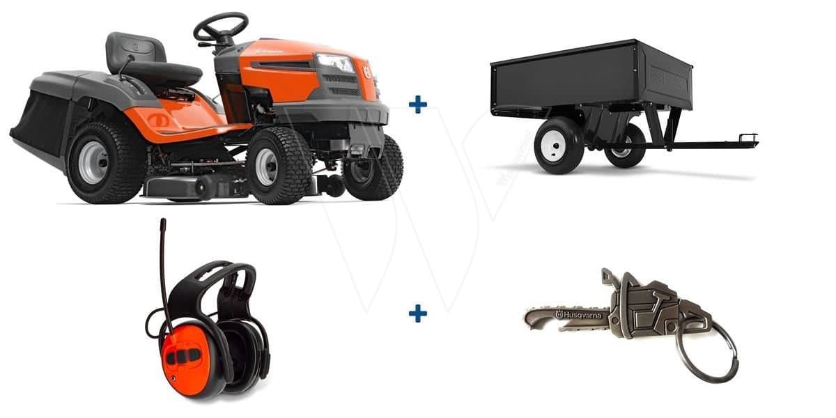 Husqvarna TC 138L Rasentraktor (97 cm) mit Anhänger und FM-Helm