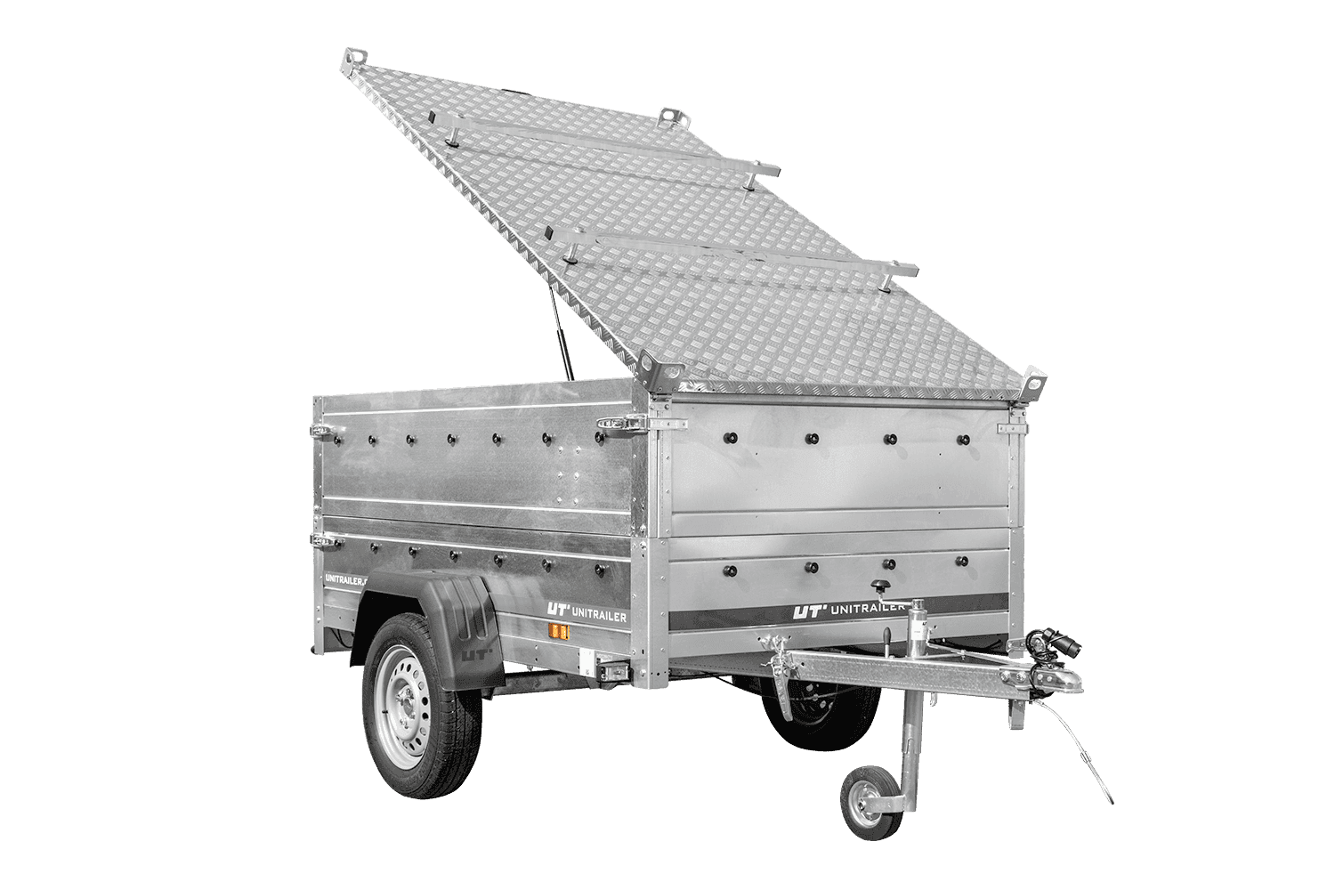 Leichter Anhänger 200x125 UNITRAILER GARDEN 201 KIPP, BIS-Seitenwände, Aluminiumhaube, zulässiges Gesamtgewicht 750 kg
