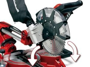 Radial-Gehrungssäge mit 2350 W, integrierter Führungsschiene, neigbarem Sägekopf und Laser, Schnittbreite bis zu 340 mm