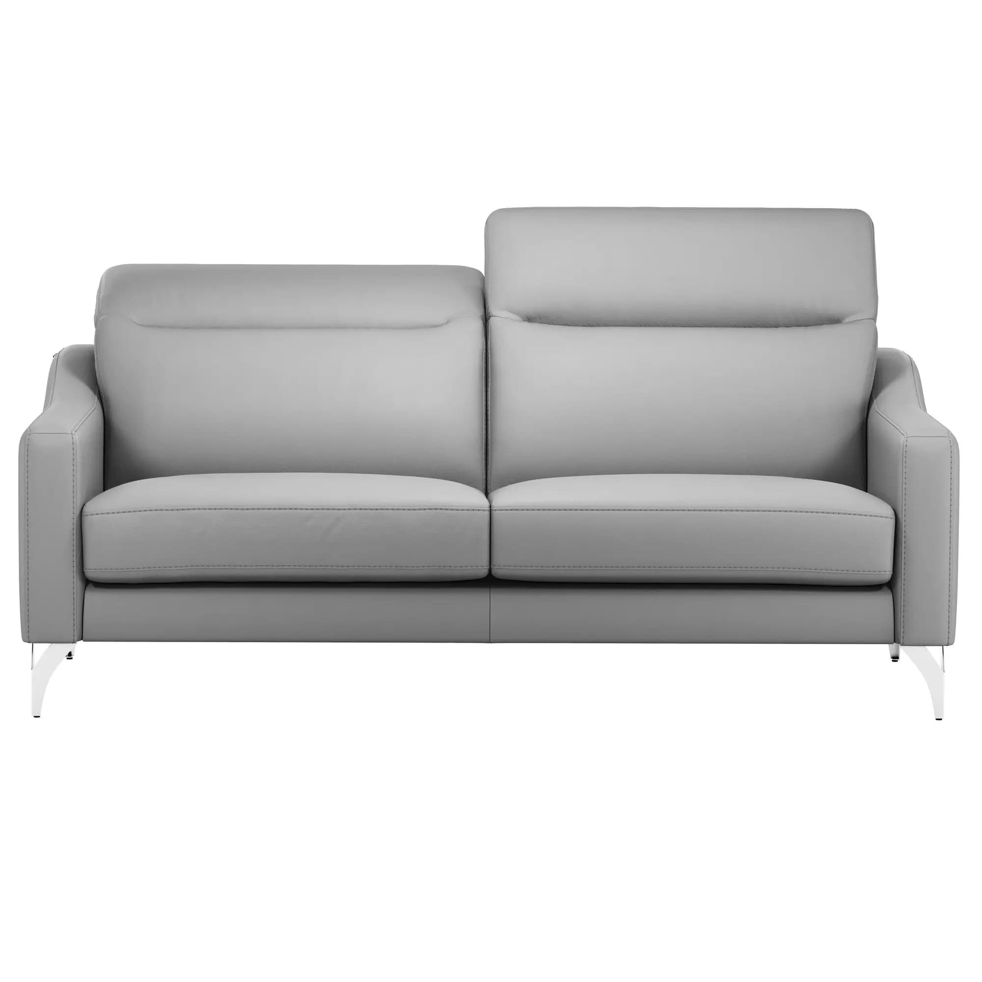 Canapé cuir têtières relevables Ben - Gris Clair , Grand 3 places