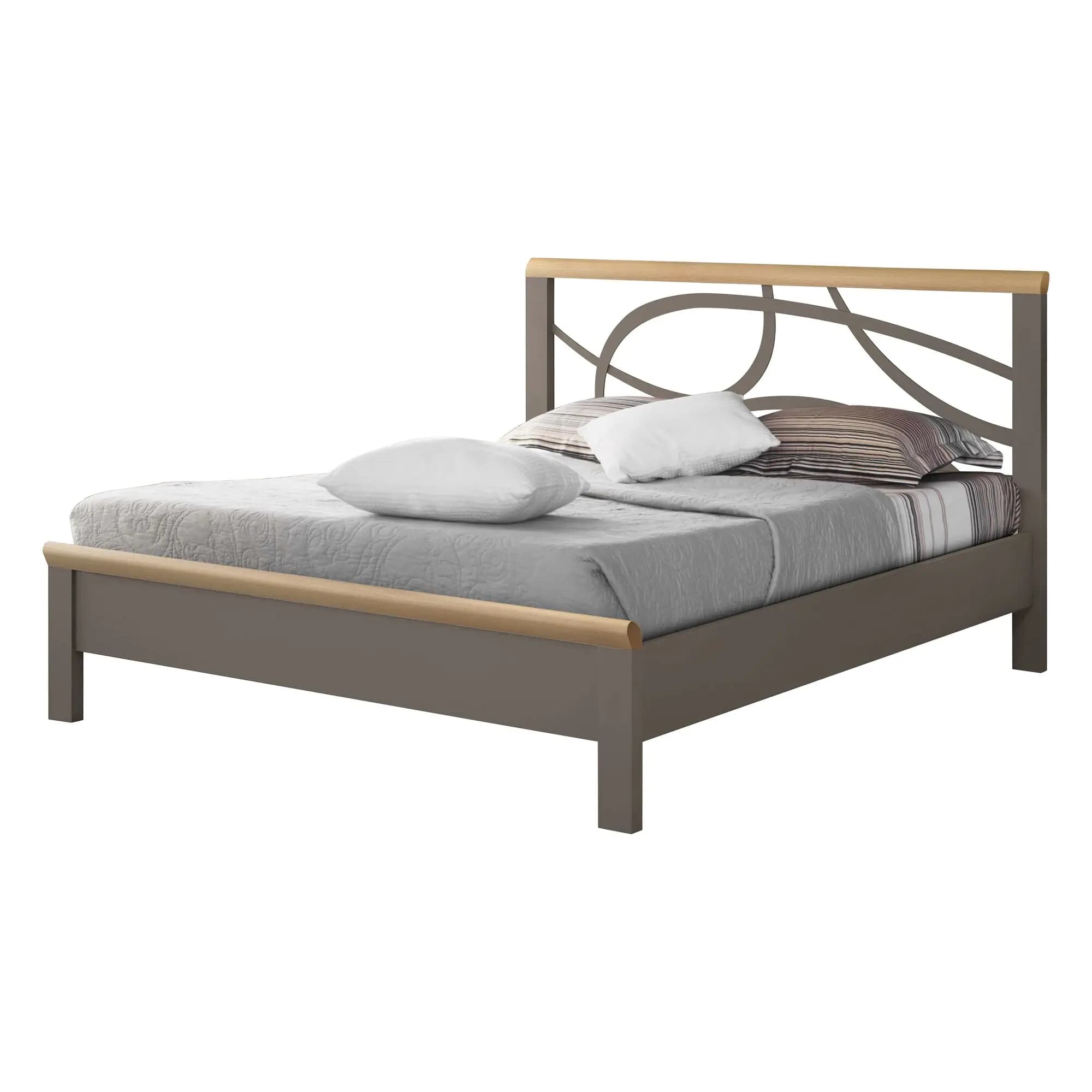 Lit Rachel pied bas - Gris , 140 x 190 cm
