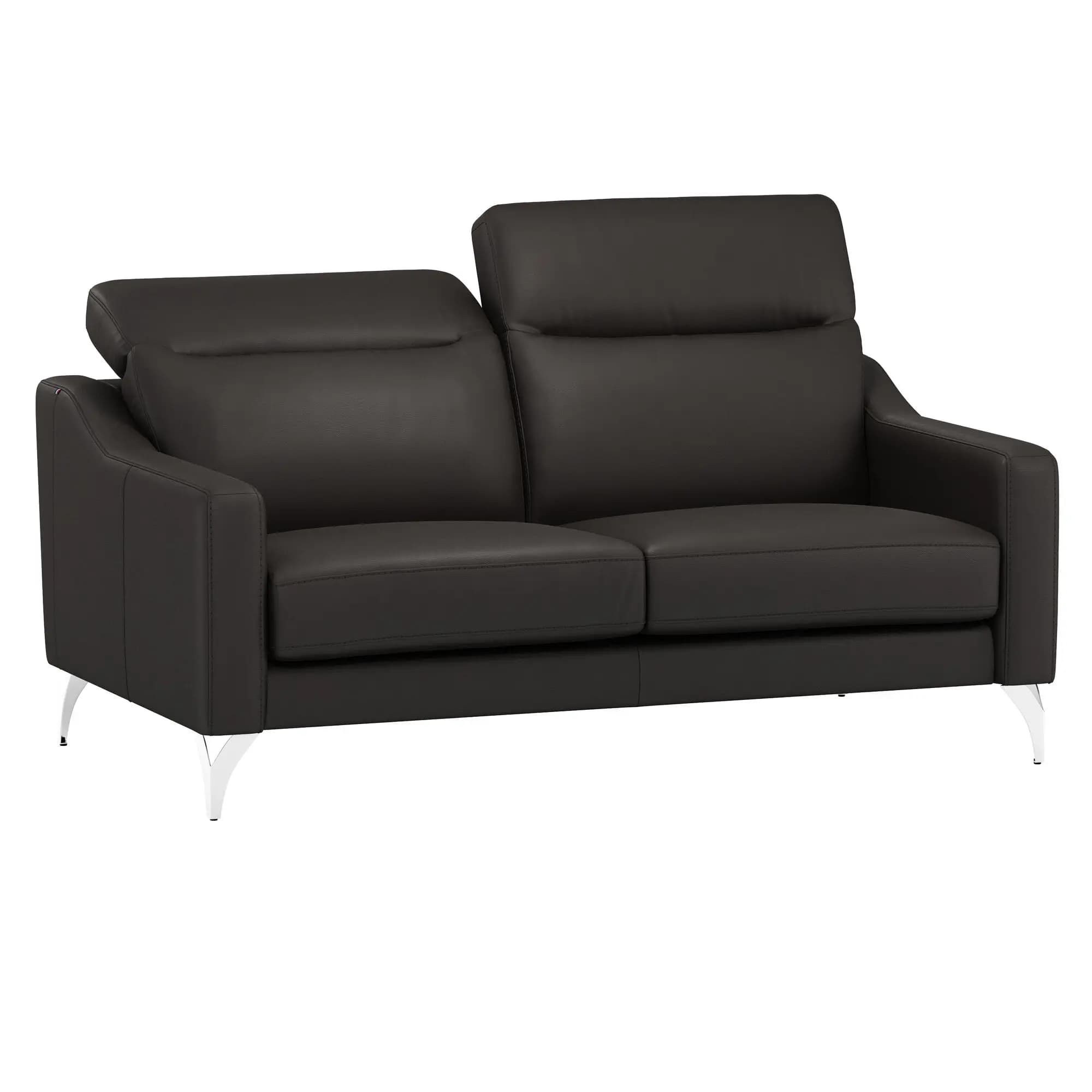 Canapé cuir têtières relevables Ben - Noir , 3 places