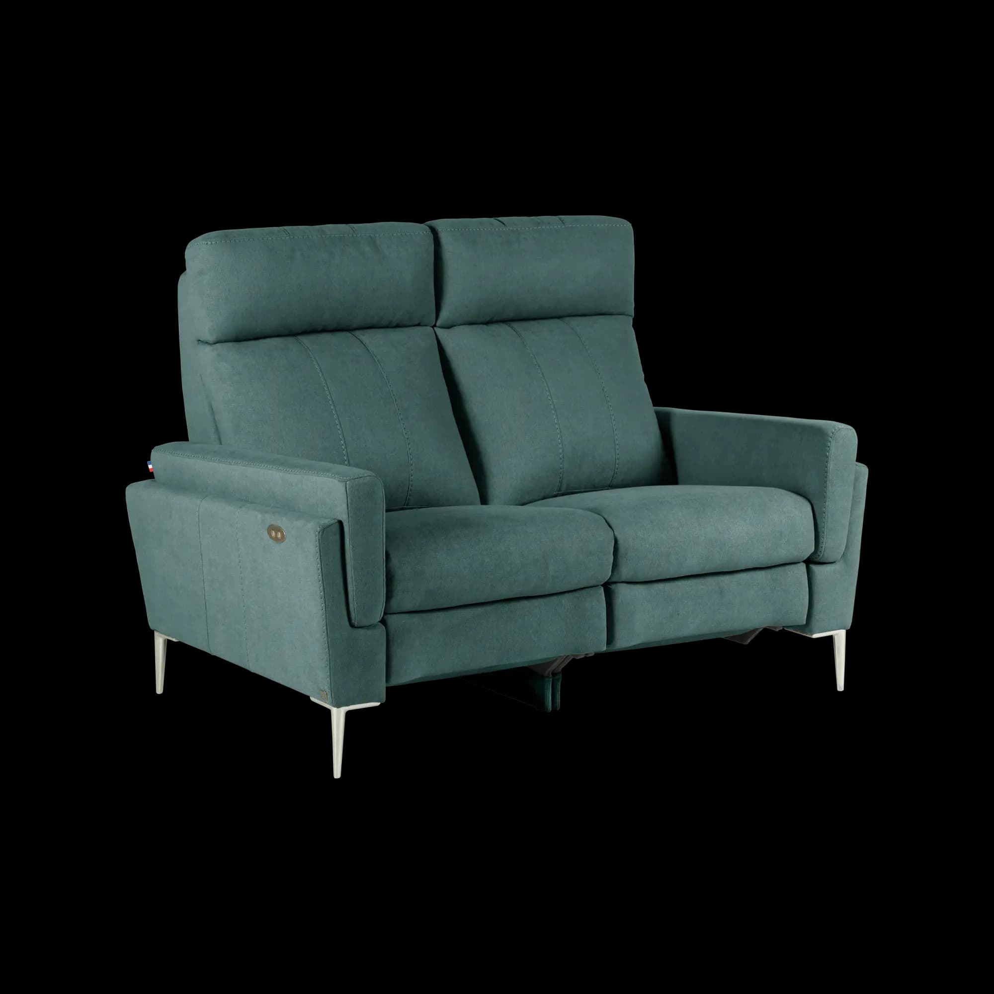 Canapé relax électrique tissu Boston - Bleu Canard , 2 places