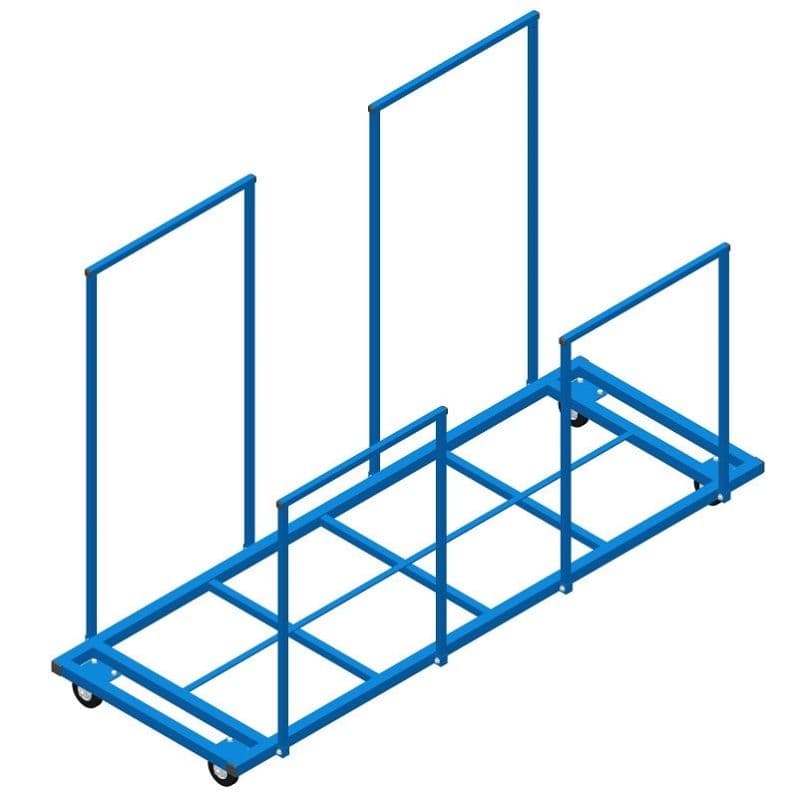 Chariot de transport vertical <br/>avec rambardes de maintien<br/>pour tapis - 200 x 75 x 135 cm