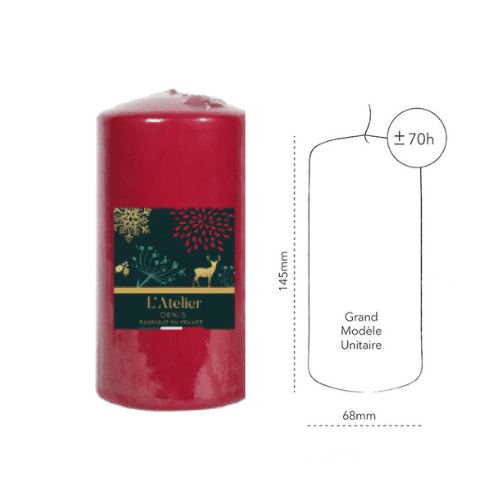 Bougie cylindrique H.14,5cm Rouge foncé ATELIER DENIS