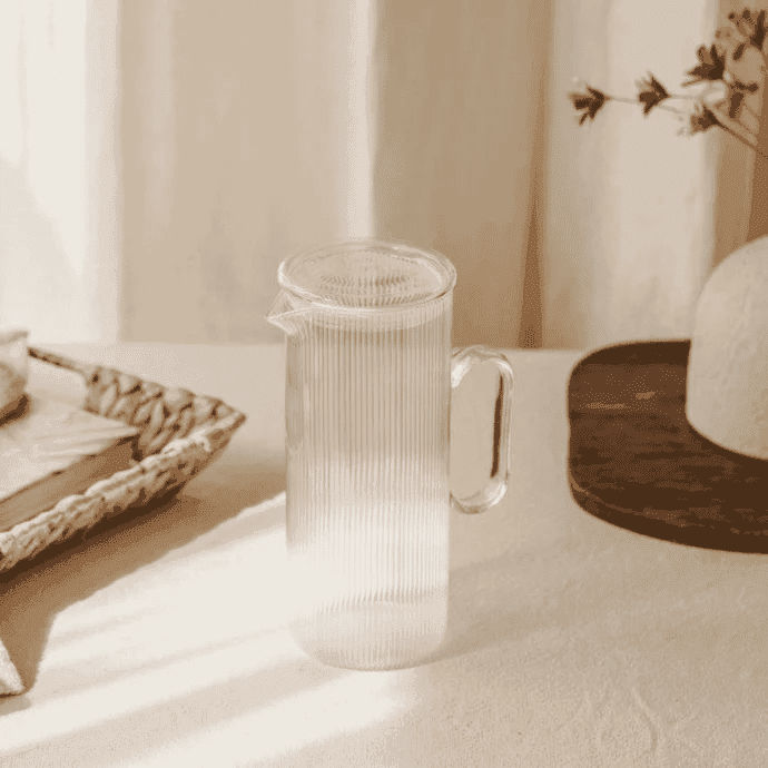 Carafe en verre strié 1,2L - Transparent NUTS