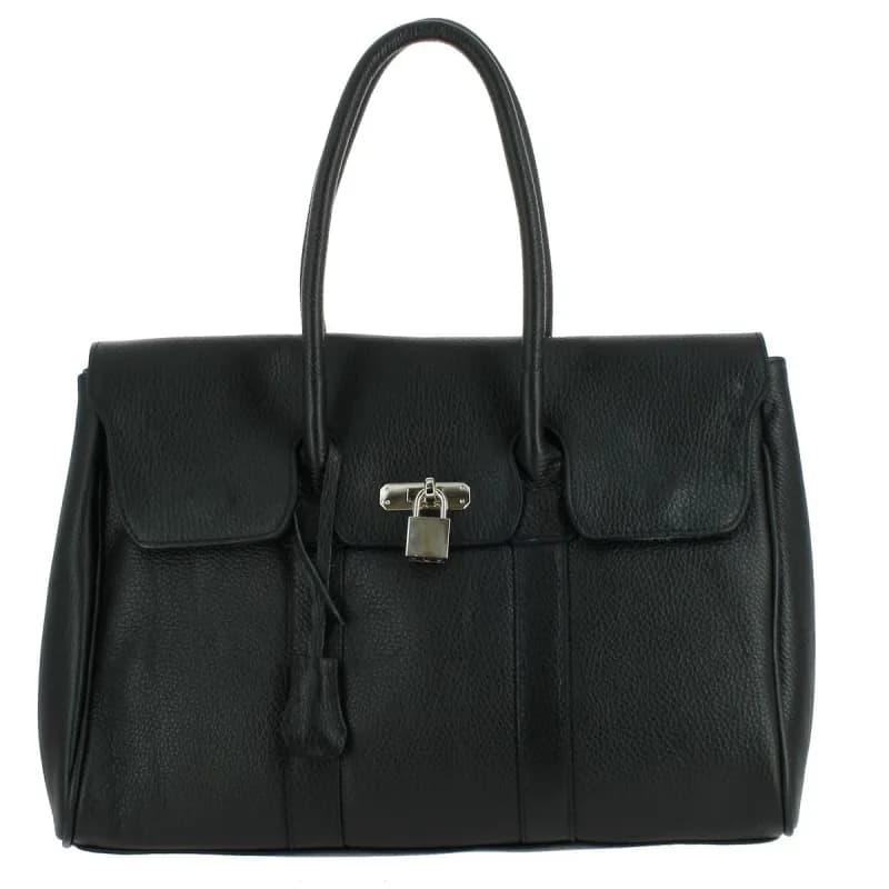 PARISIENNE grand sac à main en cuir Noir