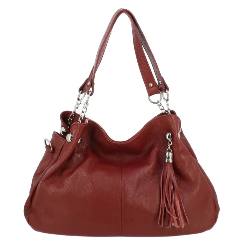 BOTELLO sac hobo en cuir Rouge