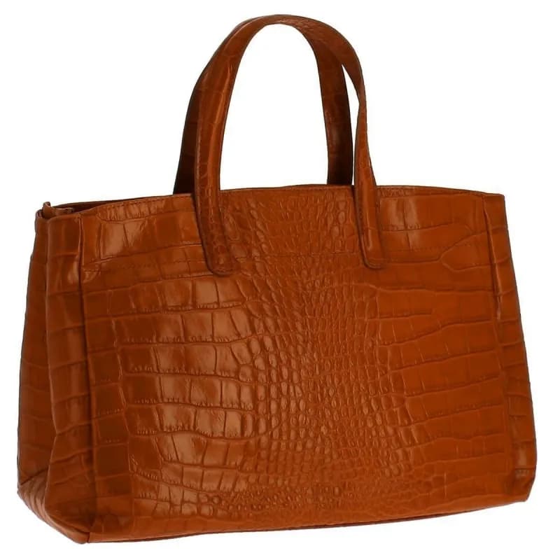 TOMBSOR sac à main en cuir croco Camel
