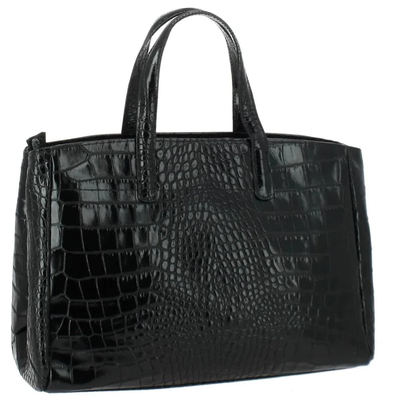 TOMBSOR sac à main en cuir croco Noir