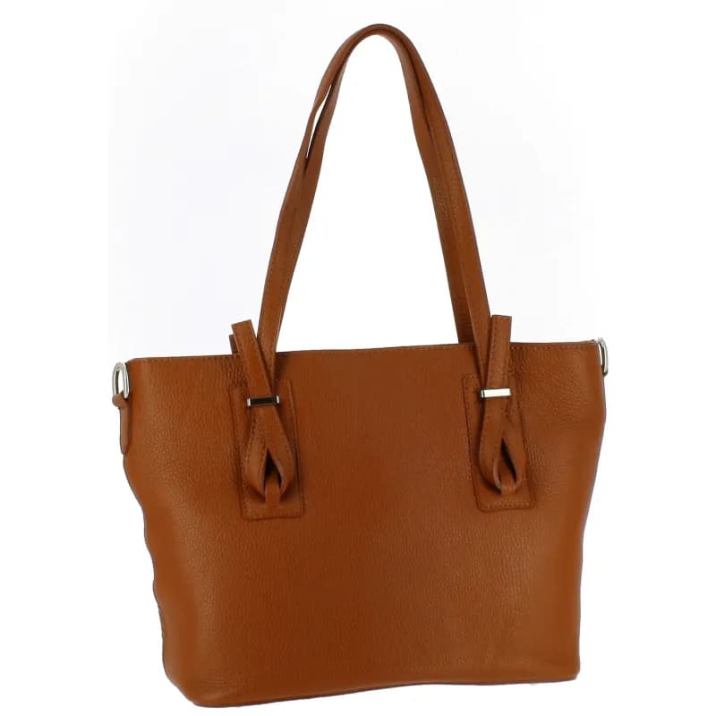 SVENTA sac cabas porté épaule en cuir Camel