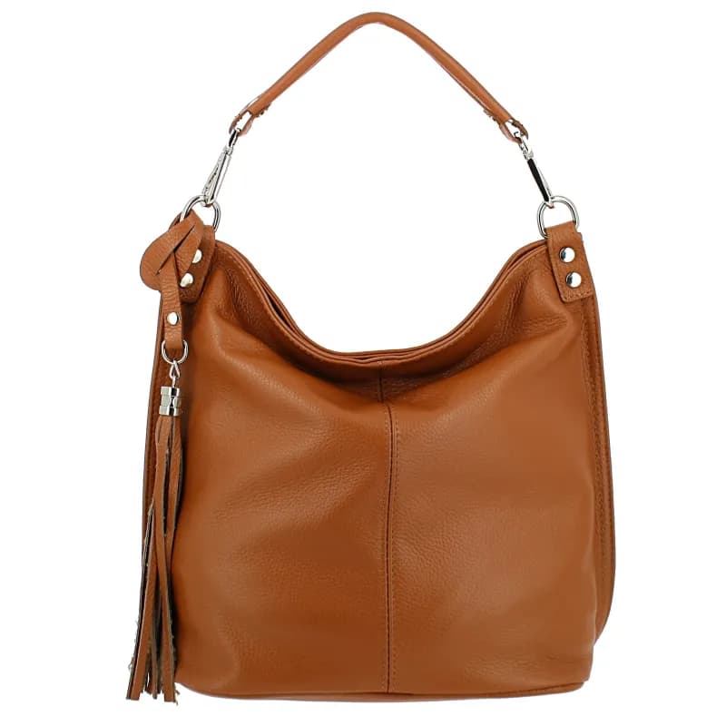 BARTONE sac hobo en cuir Camel