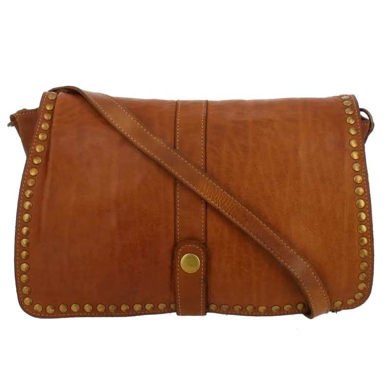 DERBY sac besace vintage en cuir Camel