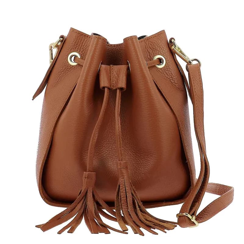 ABRIL sac seau en cuir Camel