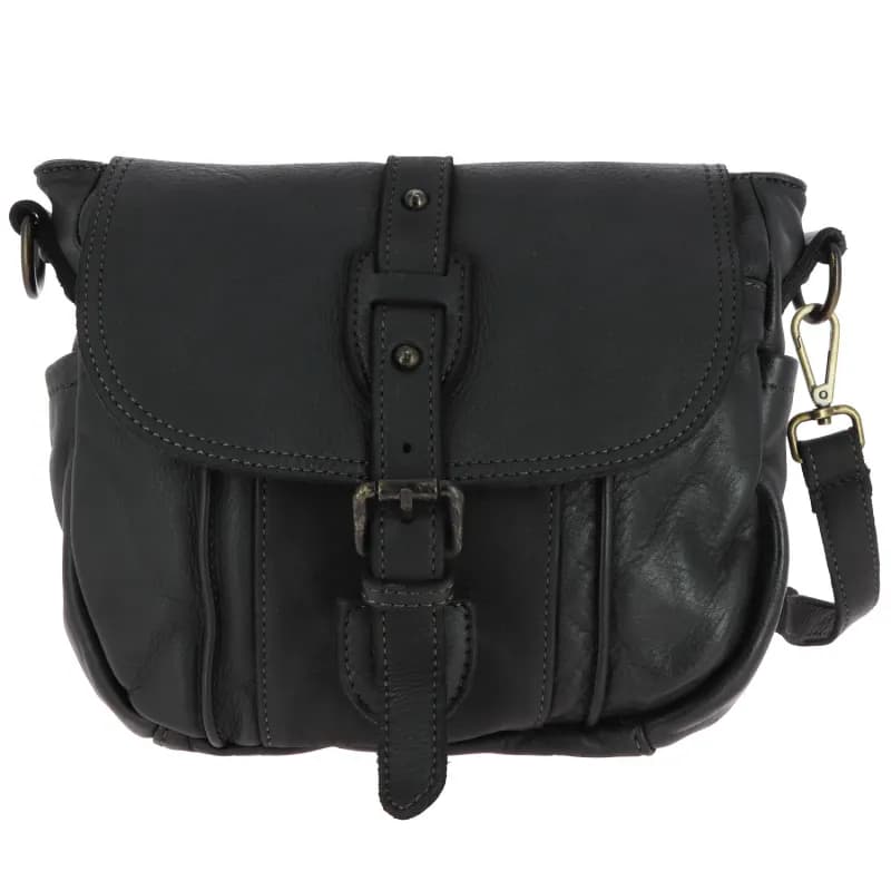 Sac besace porté épaule vintage en cuir KEREMAS Noir