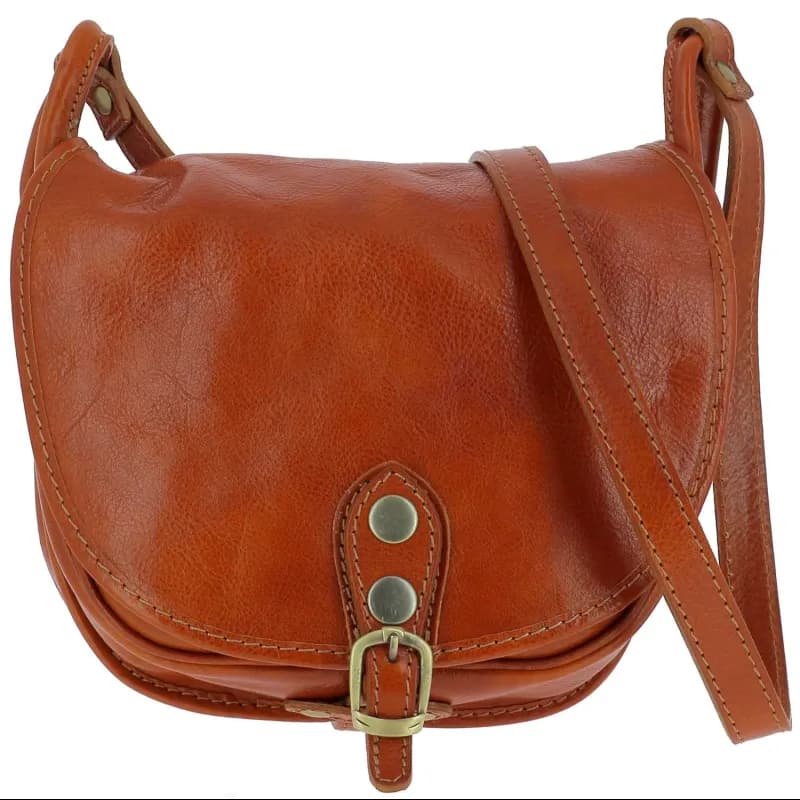 MORRA gibecière vintage en cuir Camel