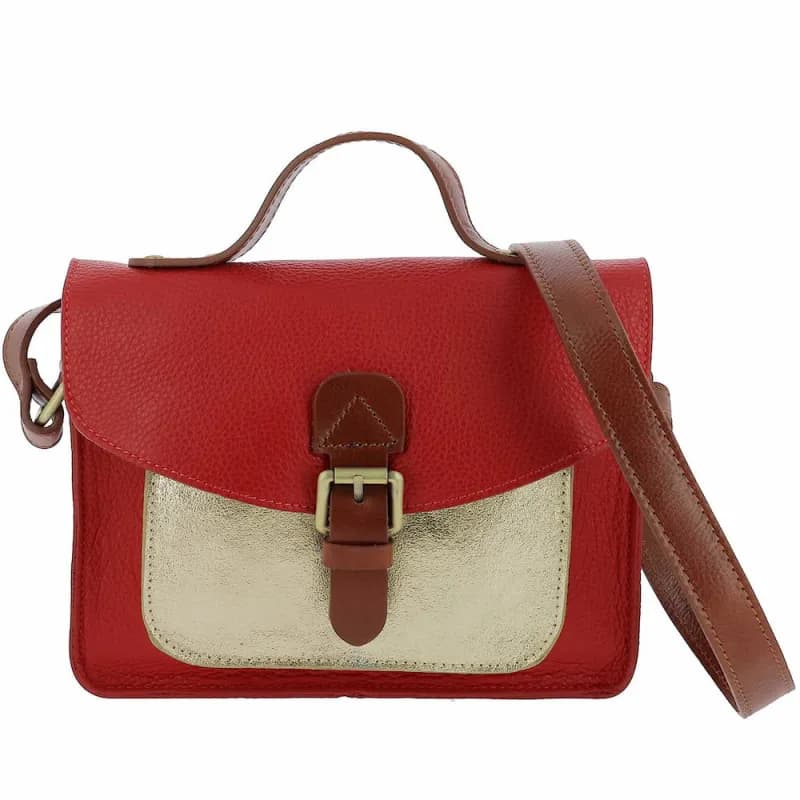 Sac cartable en cuir métallisé BALDONE Rouge