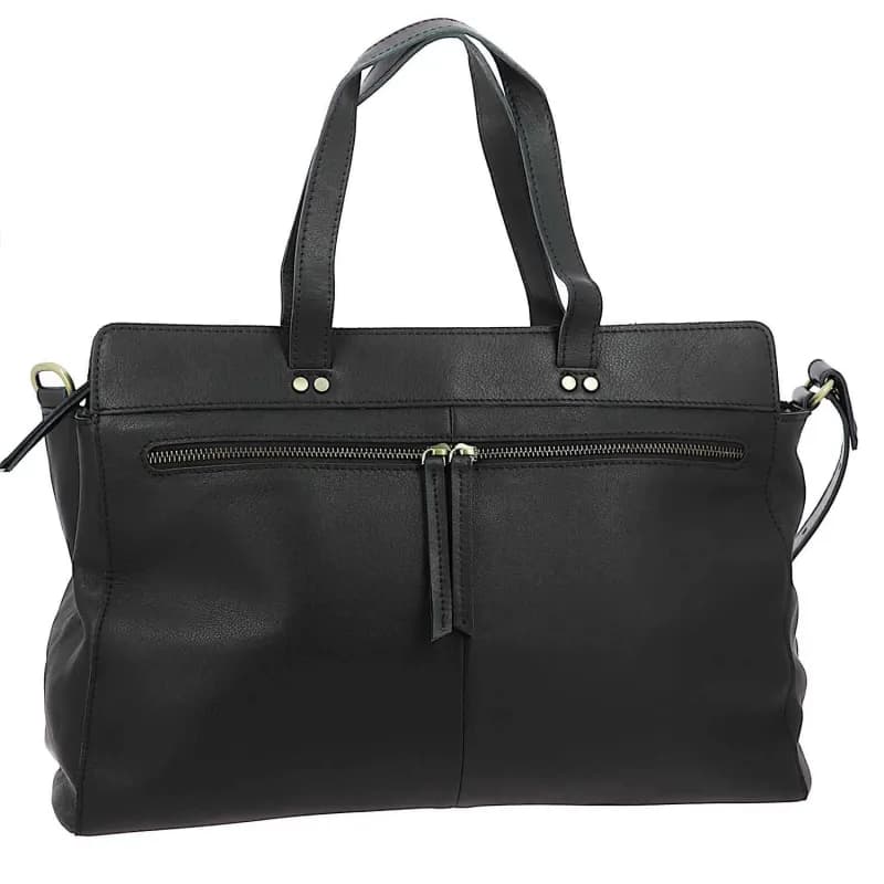 Grand sac cabas en cuir à bandoulière MORGANE Noir