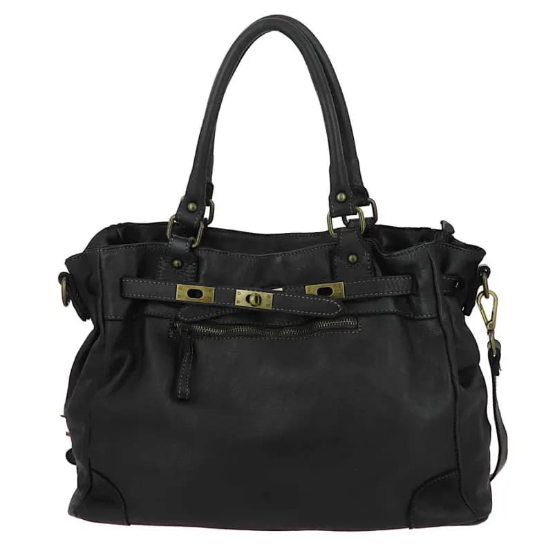 Sac cabas vintage en cuir CHIBIA Noir