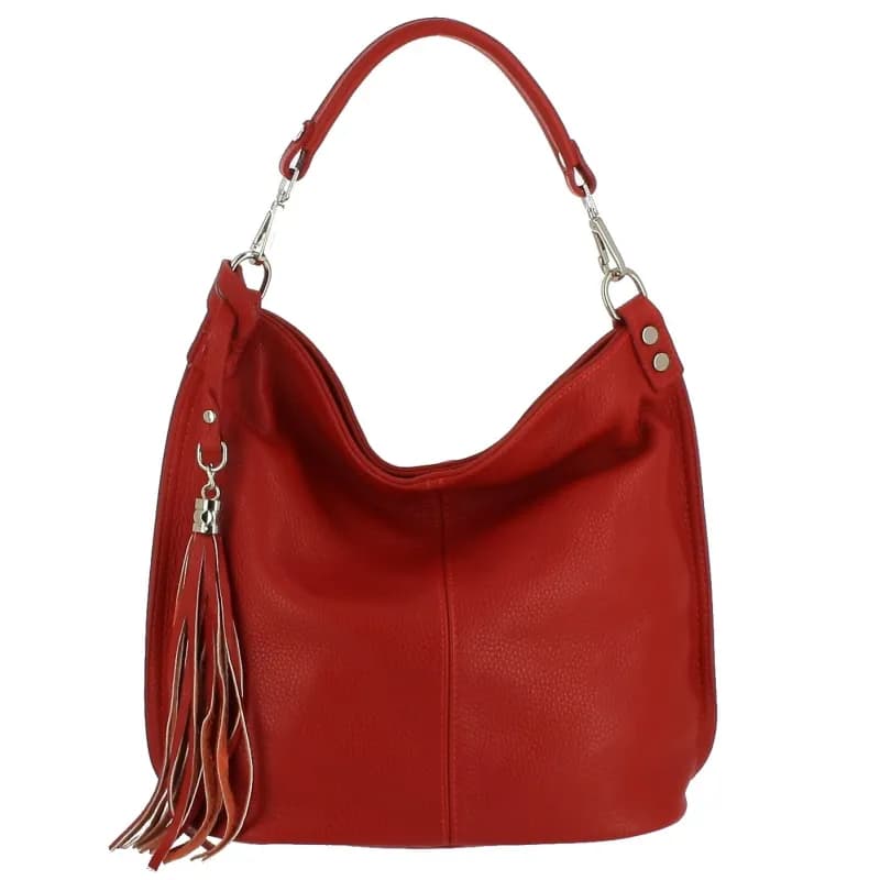 BARTONE sac hobo en cuir Rouge