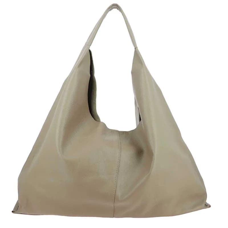 Sac fourre tout en cuir CARMEN Taupe