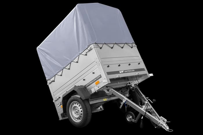 Przyczepka jednoosiowa 150×106 Unitrailer Garden 150 KIPP z burtami BIS, stelażem H-800 i pokrowcem szarym-Nowy